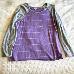 Sonoma purple and gray striped sweater, size large